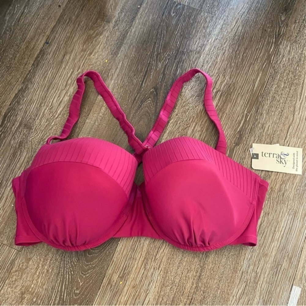 Terra & Sky Swim Top Women’s Size 4X Pink New With Tags Molded Cups Underwire